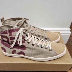 Paul Smith Beige and Burgundy High-Top Sneakers